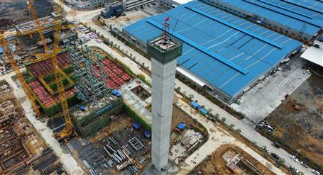 80米高煙囪、提前14天封頂！